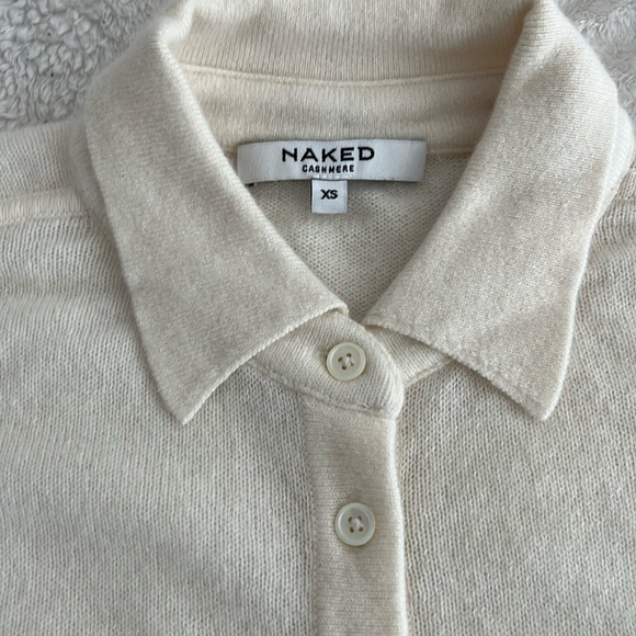 NEW NakedCashmere Ecru Rue Button-Up Cashmere Top Cream White Shirt - Picture 14 of 14